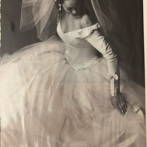 Gown: Bust 36, waist 30, & shoulder to front hem 72 in. Vera Wang veil 26 in.